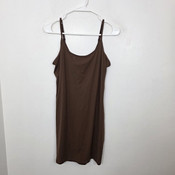 Skims Brown Fits Everybody Stretchy Sleeveless Fitted Mini Slip Dress Size XL - Picture 2 of 5